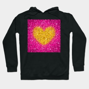 Pink and Golden Heart Glitter Hoodie